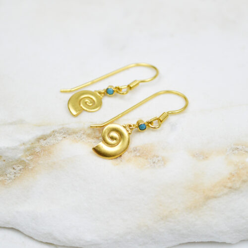 Seashell Dangle Earrings Dainty Gold Drop Earrings Huggie Silver Earrings Gift For Her Mini Huggie Earrings Greek Earrings