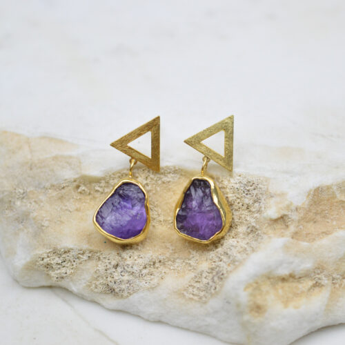 Amethyst Earrings Small Gemstone Studs Dangle Earrings Gemstone Earrings Silver Earrings Minimalist Earrings Mini Huggie Earrings 2