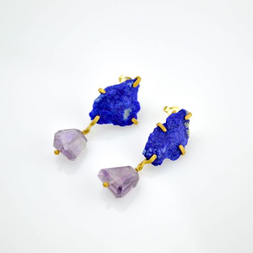 Amethyst Lapis Lazuli Earrings Statement silver Dangle earrings14 scaled e1634137101272