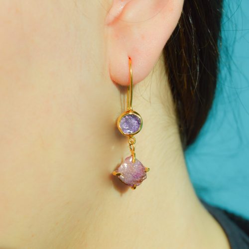 Amethyst Ruby Earrings Sterling Silver Gemstone Dangle Earrings Statement Gold Earrings Rough Gemstone Stacking Earrings Gift For Her 2 e1645009016892