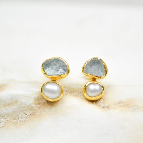 Stud Aquamarine Earrings Tiny Gemstone Studs Statement Gemstone Earrings Baroque Pearl Earrings Gift For Her Silver Gold Earrings 1 e1687858530324