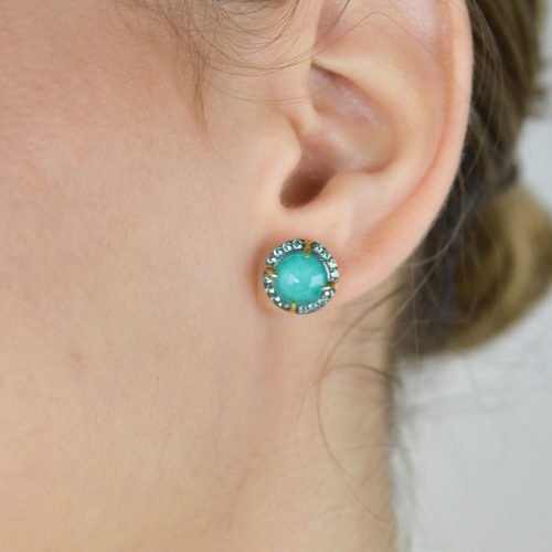 Amazonite doublet Earrings, Stud Gemstone Earrings, Chunky Studs, Statement Earrings, Silver Earrings, Gift For Her, Small Gemstone Studs