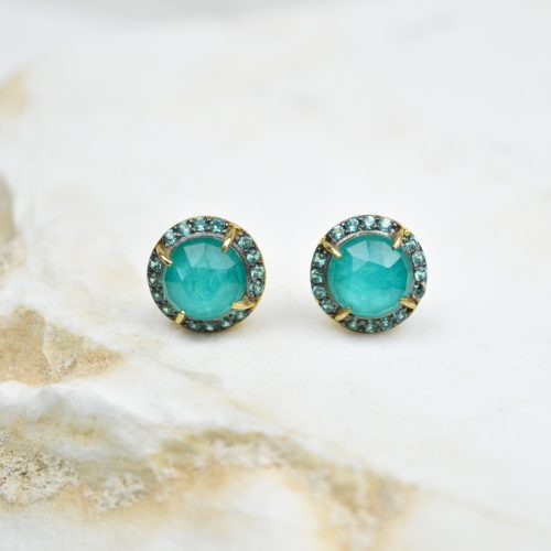 Amazonite doublet Earrings, Stud Gemstone Earrings, Chunky Studs, Statement Earrings, Silver Earrings, Gift For Her, Small Gemstone Studs 5