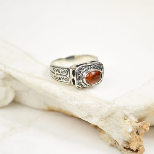 Art Deco Amber Ring, Natural Baltic Amber Ring, Edwardian Gemstone Rings, Silver Signet Ring, Small Gemstone Ring, Gift For Her 2