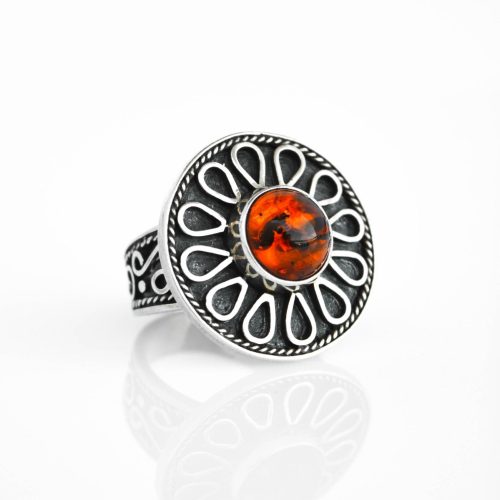 Baltic Amber Ring, Statement Gemstone, Chunky Gemstone Ring, Oversized Silver Ring, Silver Carved Ring, Boho Amber Jewelry, Gift For Her 1