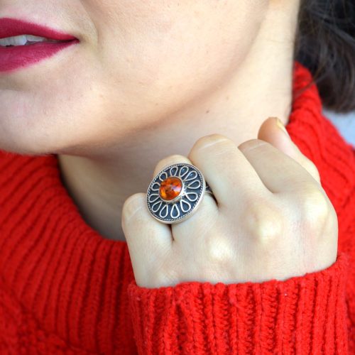 Baltic Amber Ring, Statement Gemstone, Chunky Gemstone Ring, Oversized Silver Ring, Silver Carved Ring, Boho Amber Jewelry, Gift For Her 8