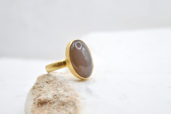 Brown Moonstone Ring, Handmade Gemstone Ring, Gold Minimalist Bezel Ring, Rings For Women, Silver Statement Ring, Gift For Her 1