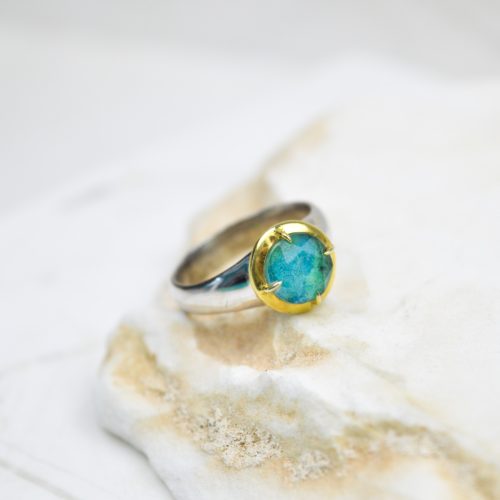 Chrysocolla Ring, Small Classy Ring, Rings For Women, Minimalist Ring, Statement Ring, Small Gemstone Ring, Gift For Her, Silver Ring 5