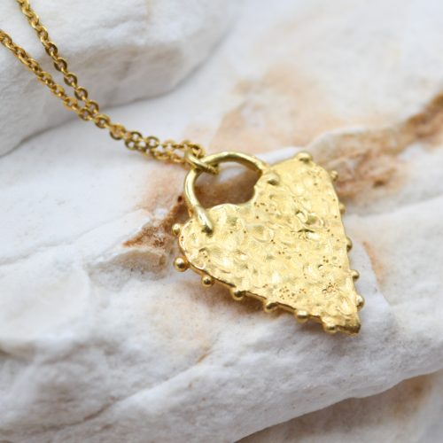 GOLD HEART NECKLACE, Long Charm Necklace, Sterling Silver Necklace, Minimalist Gold Charm Pendant, Artistic Silver Necklace, Gift For Her 3