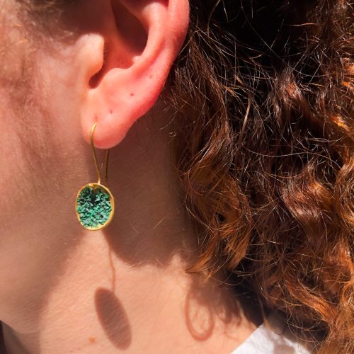 MALACHITE EARRINGS, Sterling Silver Dangle Earrings, Art Deco Gemstone Earrings, Unique Earrings, Gold Boho Huggie Earrings, Gift For Her 2