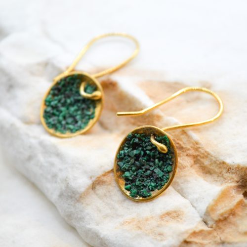 MALACHITE EARRINGS, Sterling Silver Dangle Earrings, Art Deco Gemstone Earrings, Unique Earrings, Gold Boho Huggie Earrings, Gift For Her 8