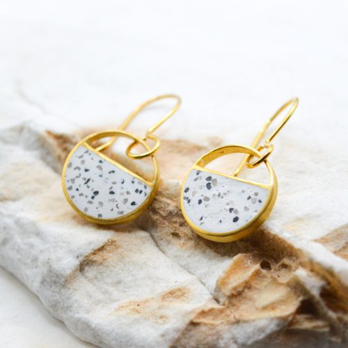 MOSAIC DANGLE EARRINGS, Silver Handmade Earrings, Huggie Medallion Earrings, Gift For Her, Minimalist Earrings, Gold Drop Earrings 1