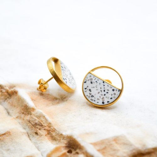 MOSAIC STUD EARRINGS, Unique Stud Earrings, Silver Stacking Stud Earrings, Minimalist Stud Earrings, Classy Earrings, Tiny Gold Studs 3