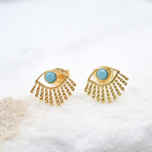 Minimalist Blue Zircon Earrings, Small Dainty Beaded Earrings, Tiny Gold Stud Earrings, Small Classy Stud Earrings, Gift For Her 1