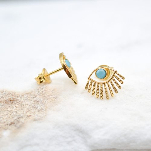 Minimalist Blue Zircon Earrings, Small Dainty Beaded Earrings, Tiny Gold Stud Earrings, Small Classy Stud Earrings, Gift For Her 4