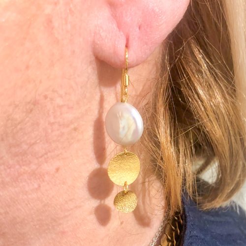 Pearl Earrings, Long Dangle Earrings, Silver Huggie Earrings, Gift For Her, Gold Pearl Earrings, Long Charm Earrings, Silver Earrings 4