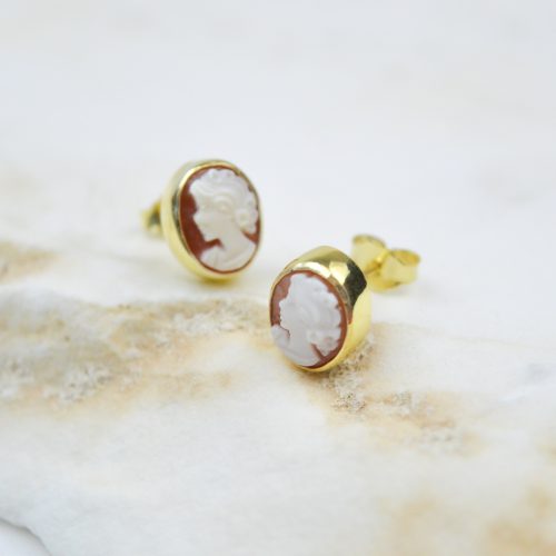 Antique Cameo Earrings, Classic Stud Earrings, Small Silver Dainty Earrings, Minimalist Gold Earrings, Portrait Earrings, Gift For Her
