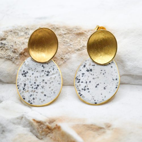 Mosaic Stud Earrings, Unique Statement Earrings, Long Large Charm Earrings, Silver Gemstone Earrings, Gift For Her, Art Deco Earrings 1