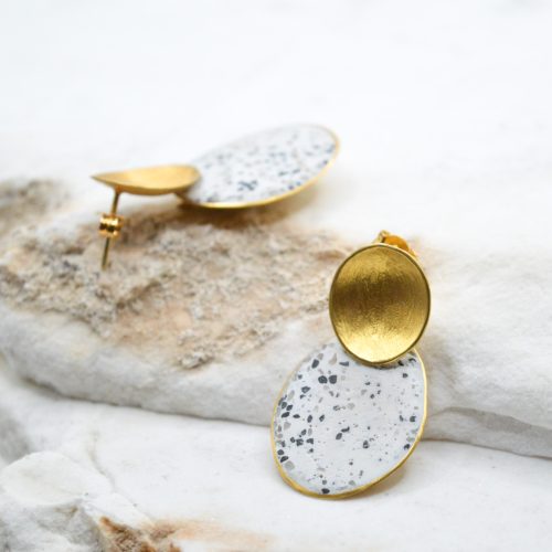 Mosaic Stud Earrings, Unique Statement Earrings, Long Large Charm Earrings, Silver Gemstone Earrings, Gift For Her, Art Deco Earrings 22