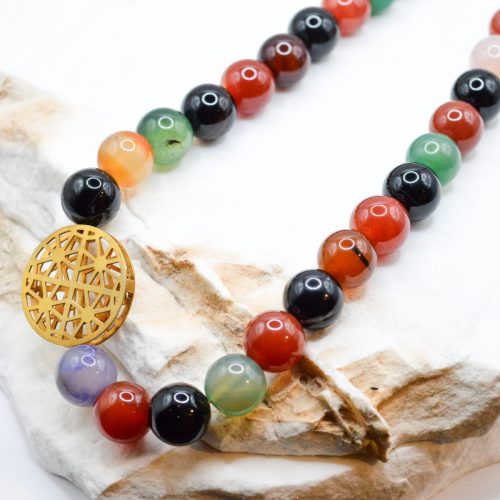 Multicolor Agate Necklace, Classy Necklace, Boho Gemstone Necklace, Oversized Necklace, Statement Necklace, Short Choker Necklace, Gift For