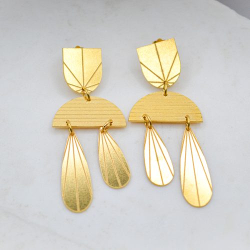 Gold Dangle Earrings, Minimalist Earrings, Handmade Earrings, Geometric Earrings, Gift For Her, Long Charm Earrings, Stacking Earrings 1