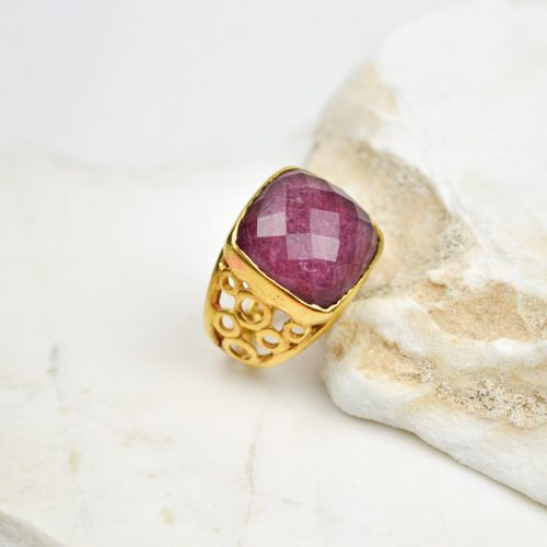 Ruby Doublet Ring, Large Gemstone Ring, Antique Ring, Statement Ring, Sterling Silver Ring, Gift For Her, Rings For Women, Mothers Day Gift 5
